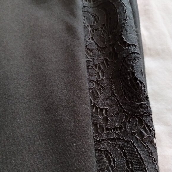 CHICO's Black PONTE Knit LACE TUX STRIPE Legging Sz 0.5 - Picture 5 of 7